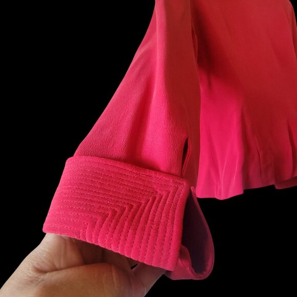 Vtg Silk Red Long-Sleeve Blazer With Knot Button Closures & Wide Collar - Picture 7 of 16